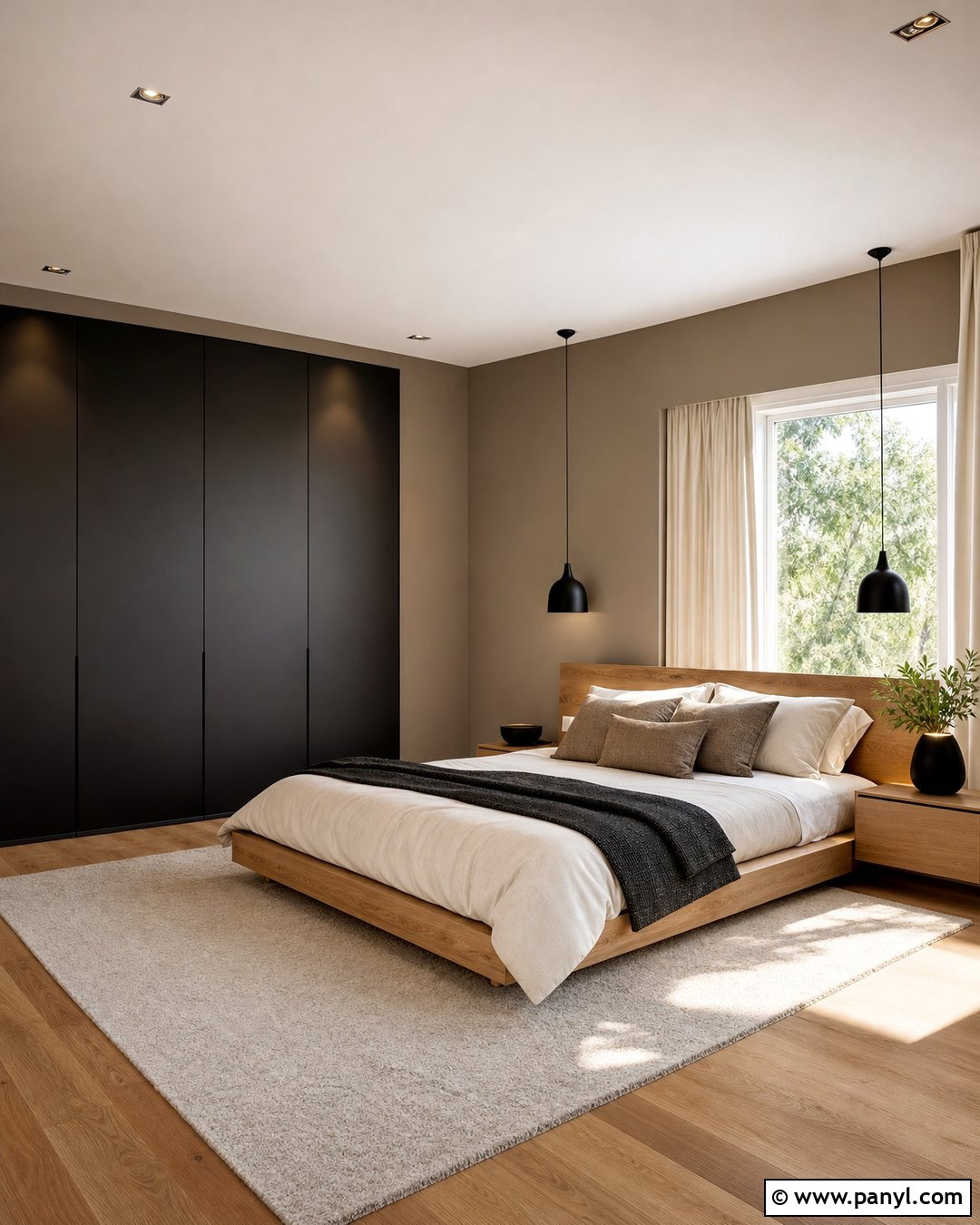 Black Wardrobe With Greige Walls - 25 Wardrobe And Wall Color Combination Ideas