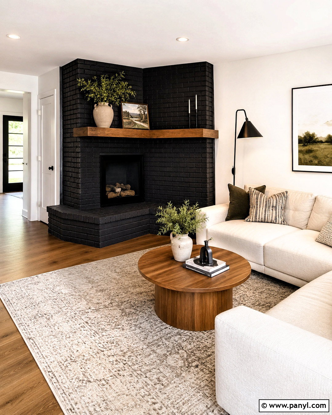 Black Wash Brick Corner Fireplace - 20 black wash brick fireplace ideas