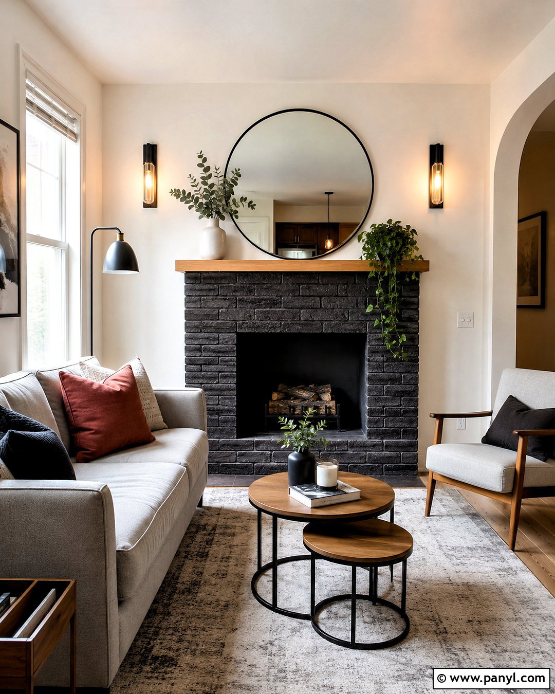 Black Wash Brick Fireplace In A Small Living Room - 20 black wash brick fireplace ideas