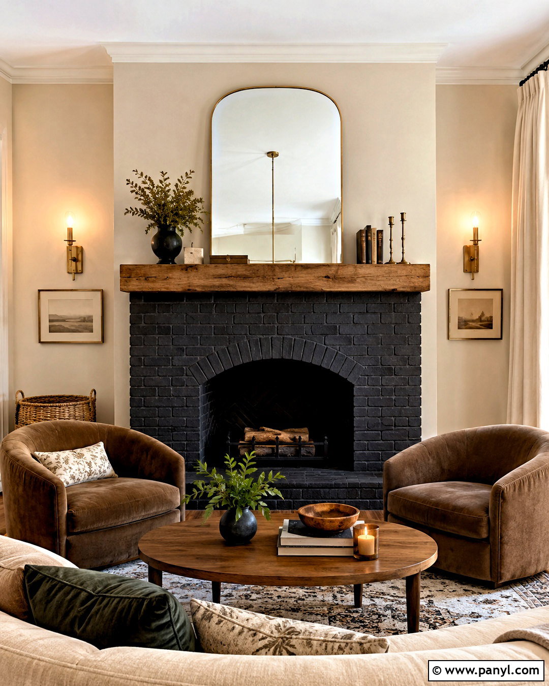 Black Wash Brick Fireplace With Arched Firebox - 20 black wash brick fireplace ideas