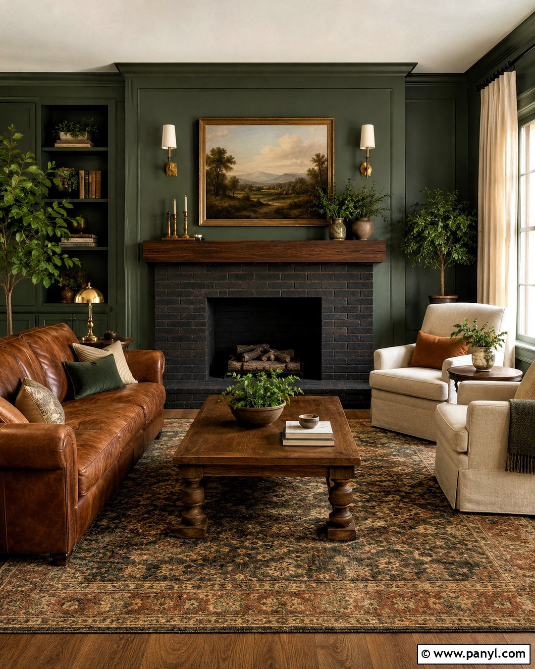Black Wash Brick Fireplace With Green Walls - 20 black wash brick fireplace ideas
