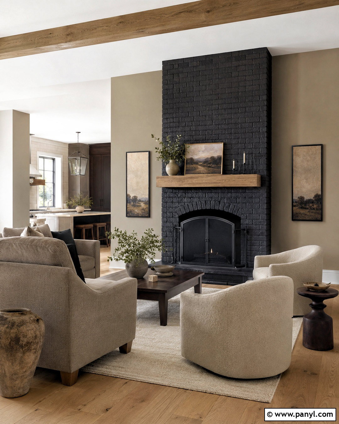 Black Wash Brick Fireplace With Greige Walls - 20 black wash brick fireplace ideas