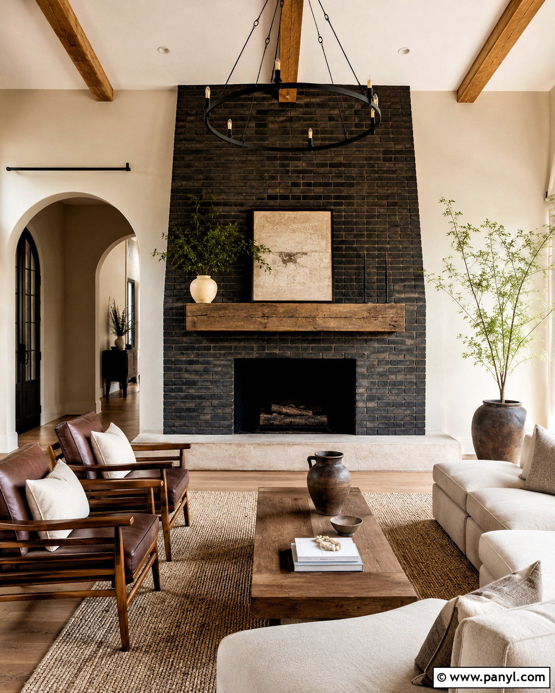 Black Wash Brick Fireplace With Stone Hearth - 20 black wash brick fireplace ideas
