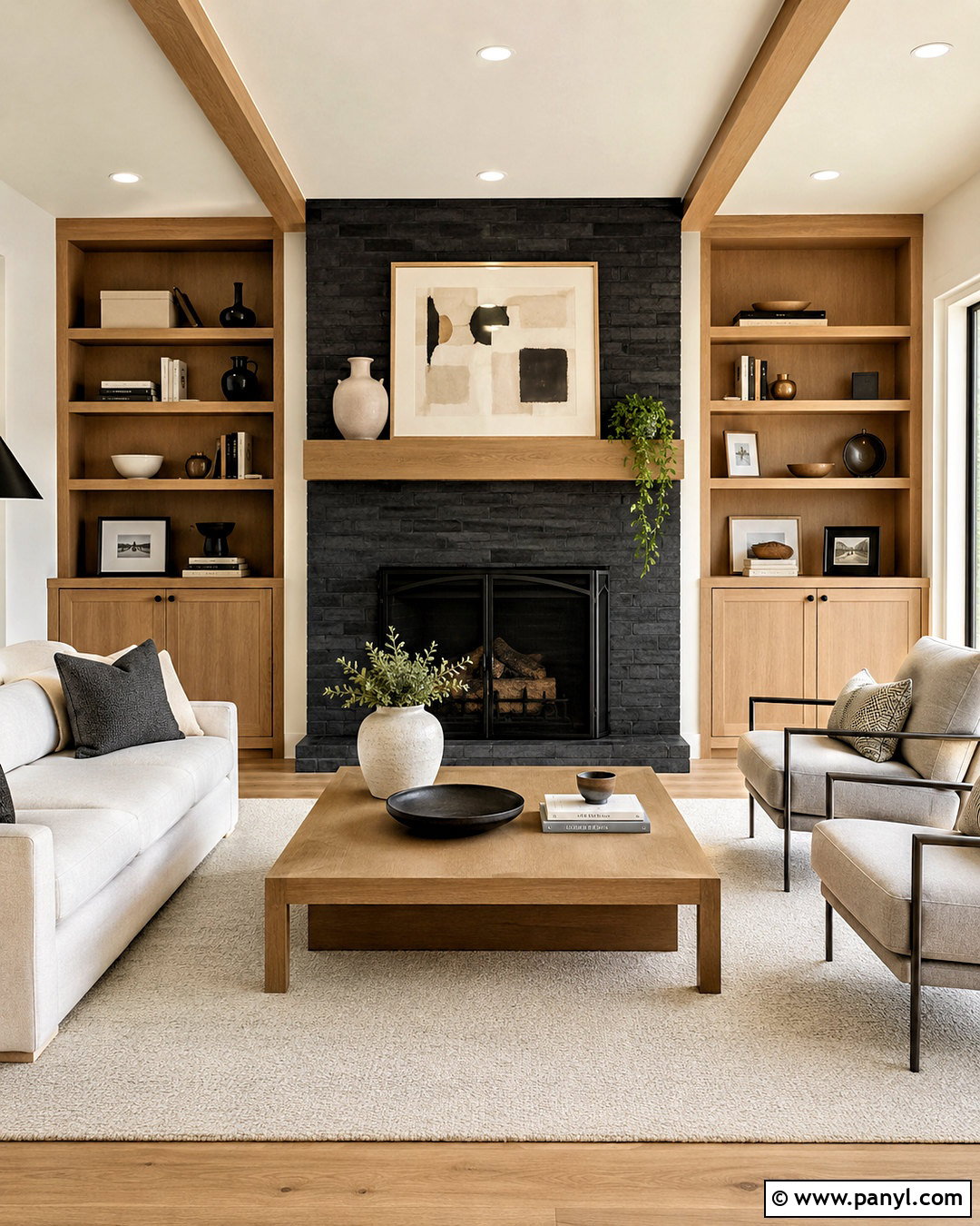 Black Wash Brick Fireplace With White Oak - 20 black wash brick fireplace ideas