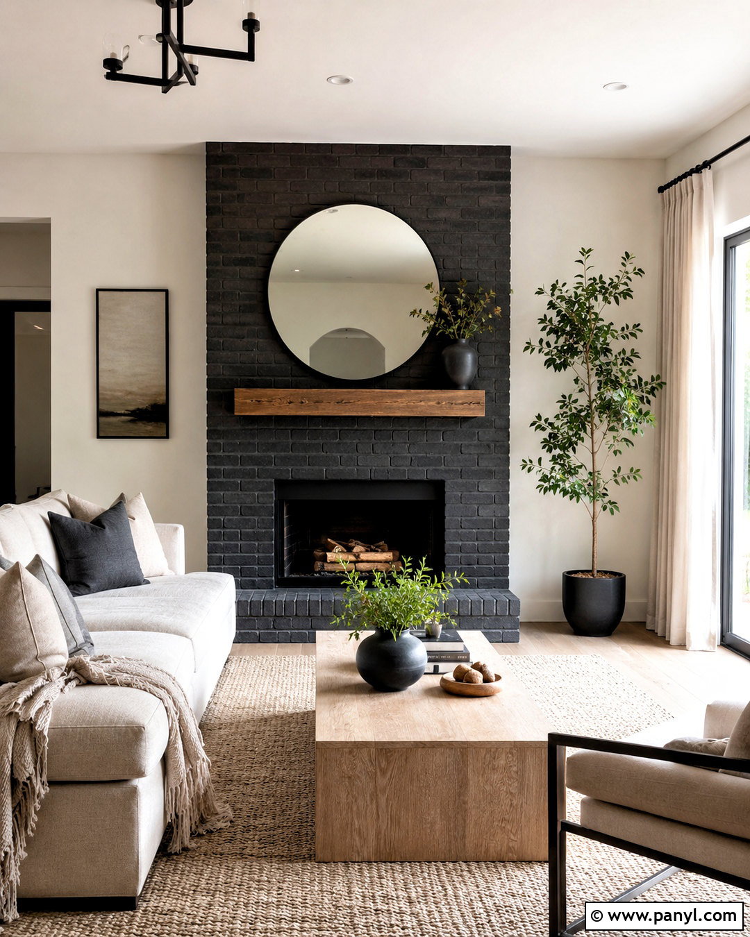Black Wash Brick Fireplace With White Walls - 20 black wash brick fireplace ideas