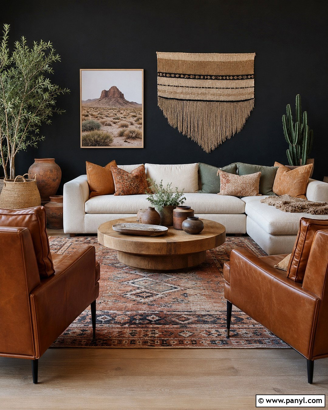 Black Western Boho Living Room - 20 Black Accent Wall Living Room Western Ideas