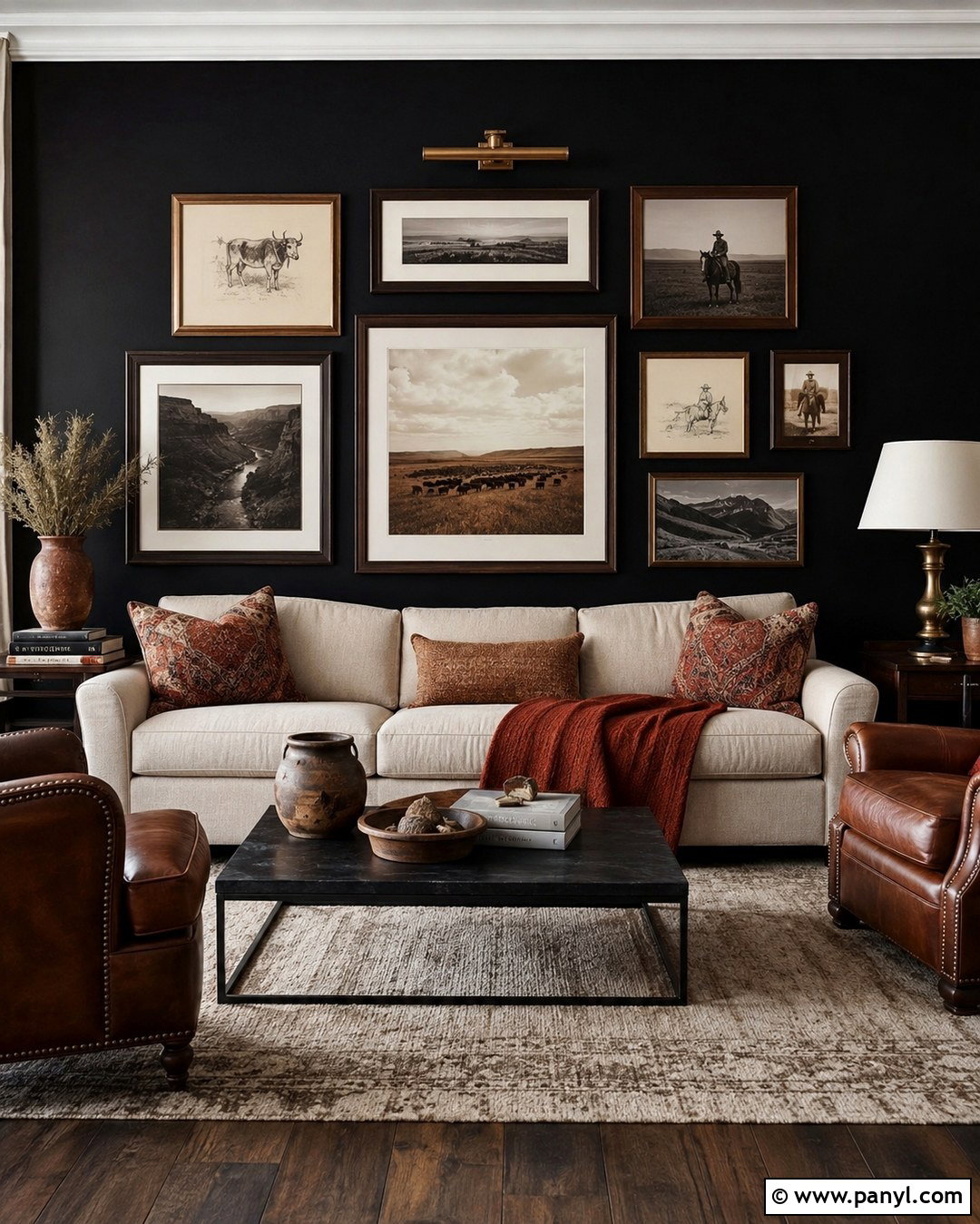 20 Black Accent Wall Living Room Western Ideas: Rustic Style