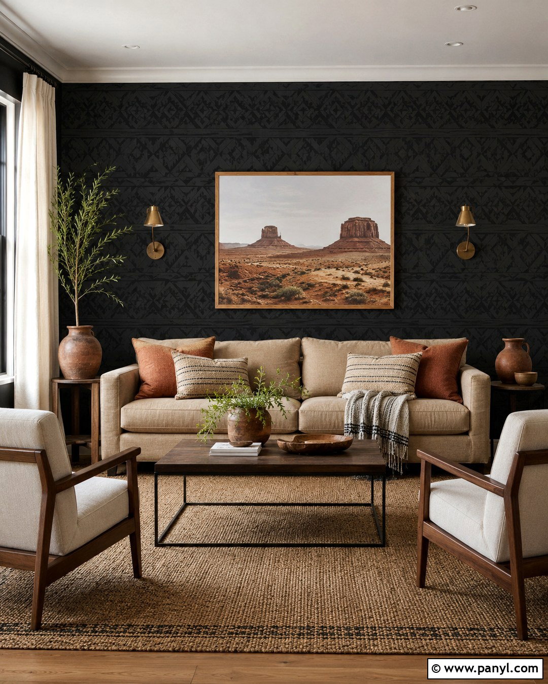 Black Western Wallpaper Living Room - 20 Black Accent Wall Living Room Western Ideas