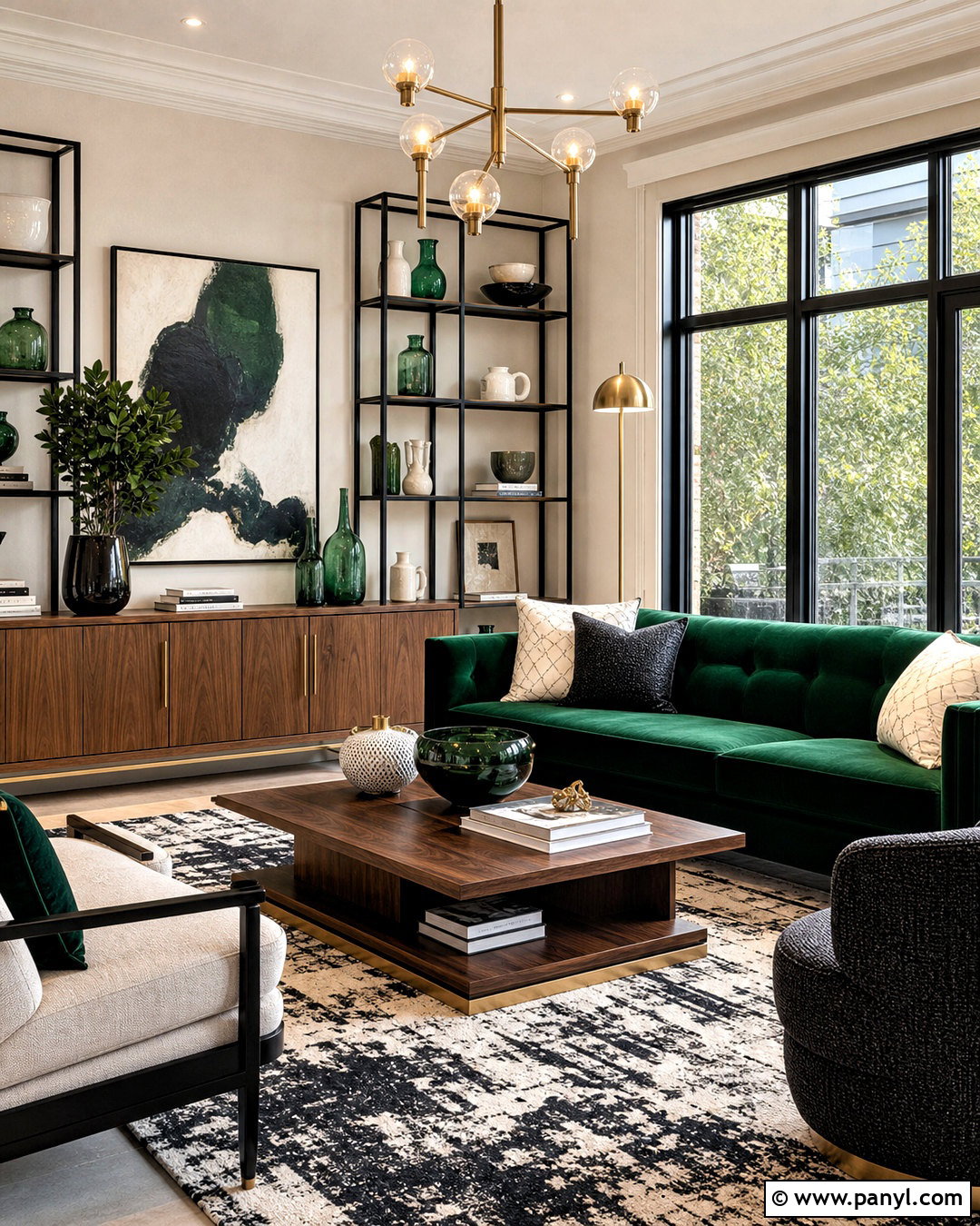 Black White And Emerald Green Room Color Combination - 20 aesthetic room colour combination ideas