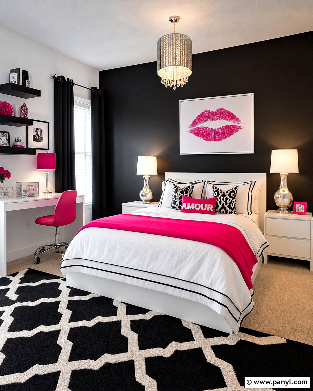 Black White And Hot Pink Girls Bedroom - 20 girls bedroom color ideas