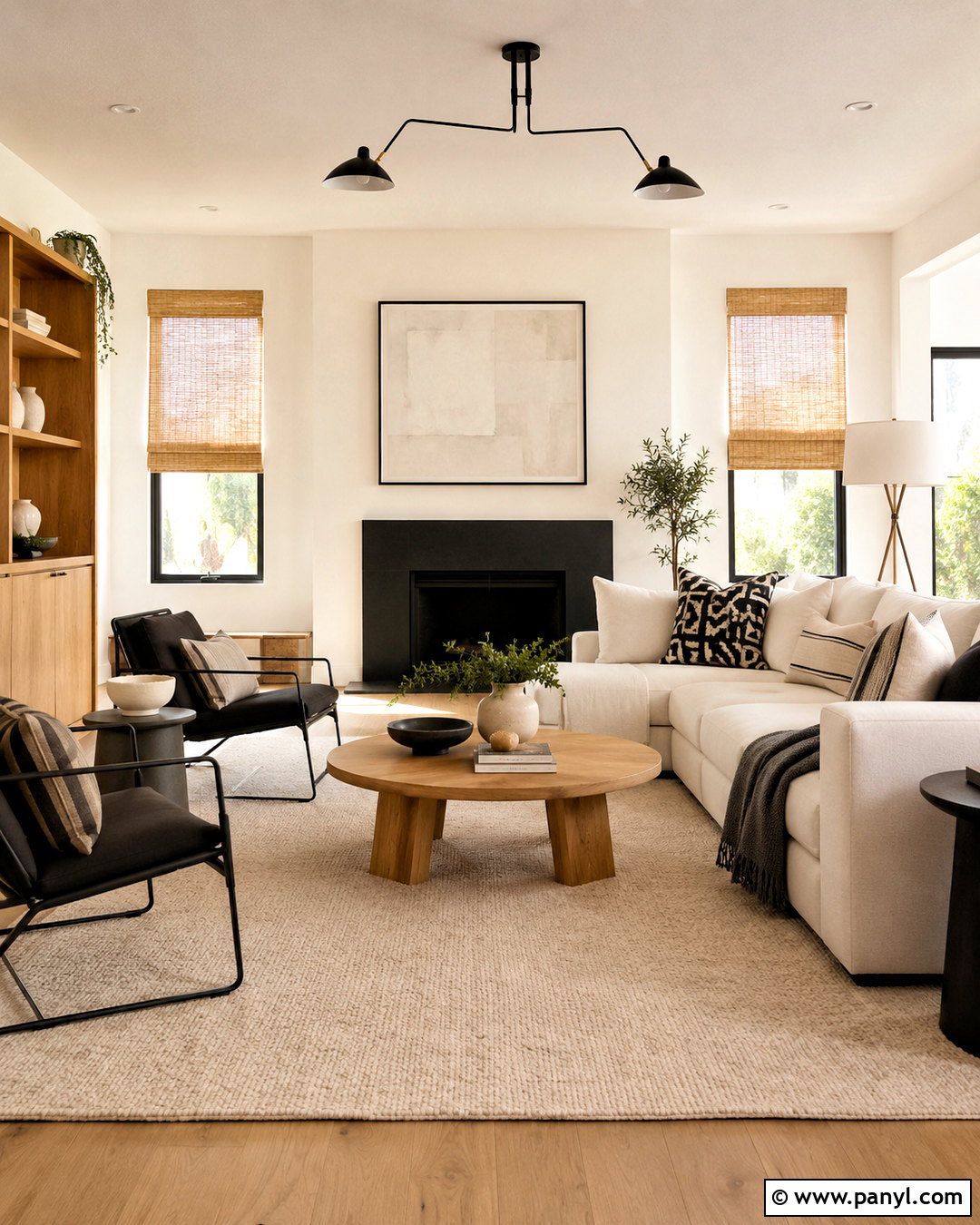 Black White And Natural Wood Living Room - 20 color combinations home living rooms