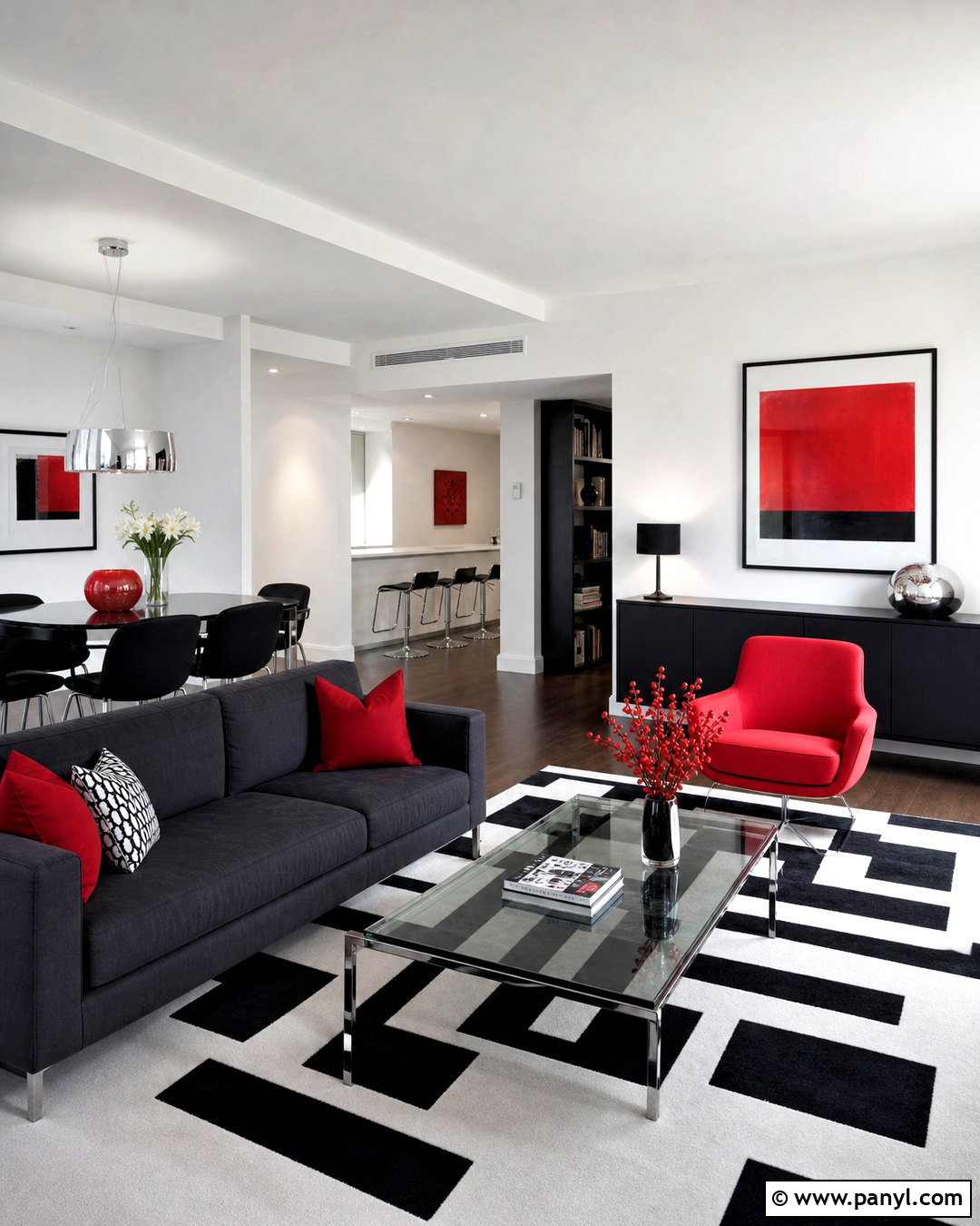 Black White And Red Apartment Color Scheme - 20 apartment color schemes