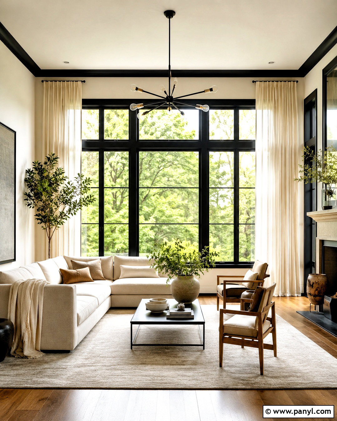 Black Window Trim In A Living Room - 20 black moldings and trim ideas