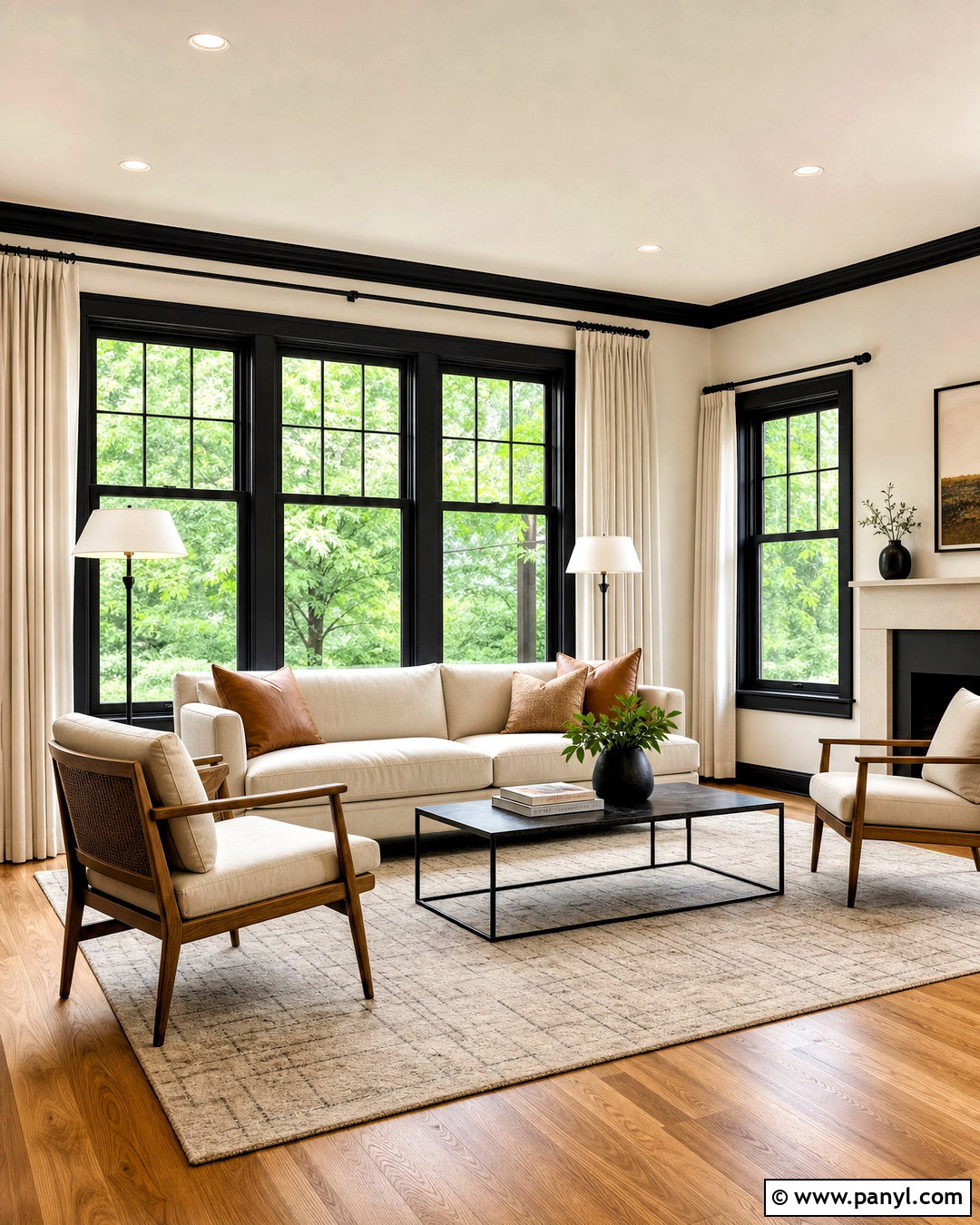 Black Window Trim Living Room - 20 dark baseboards and trim ideas
