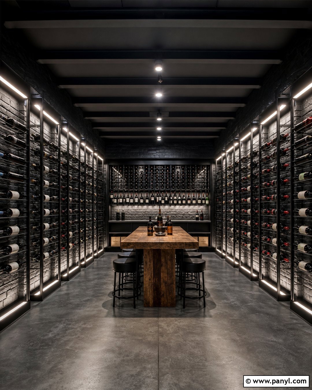 Black Wine Cellar With Concrete Floors - 20 Modern Wine Cellar With Black Walls