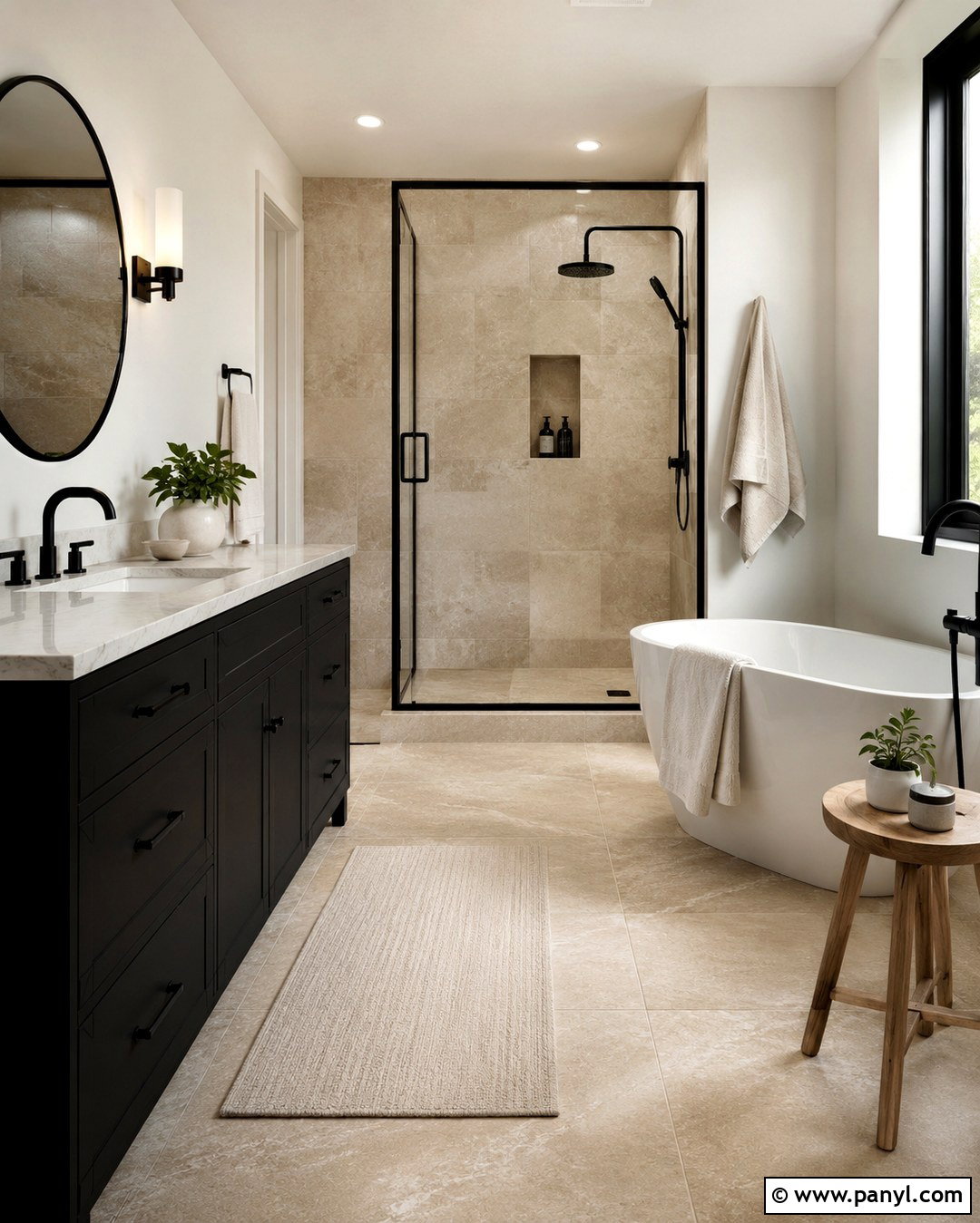 Black With Beige Tile - 20 Colors That Go With Beige Tile Ideas