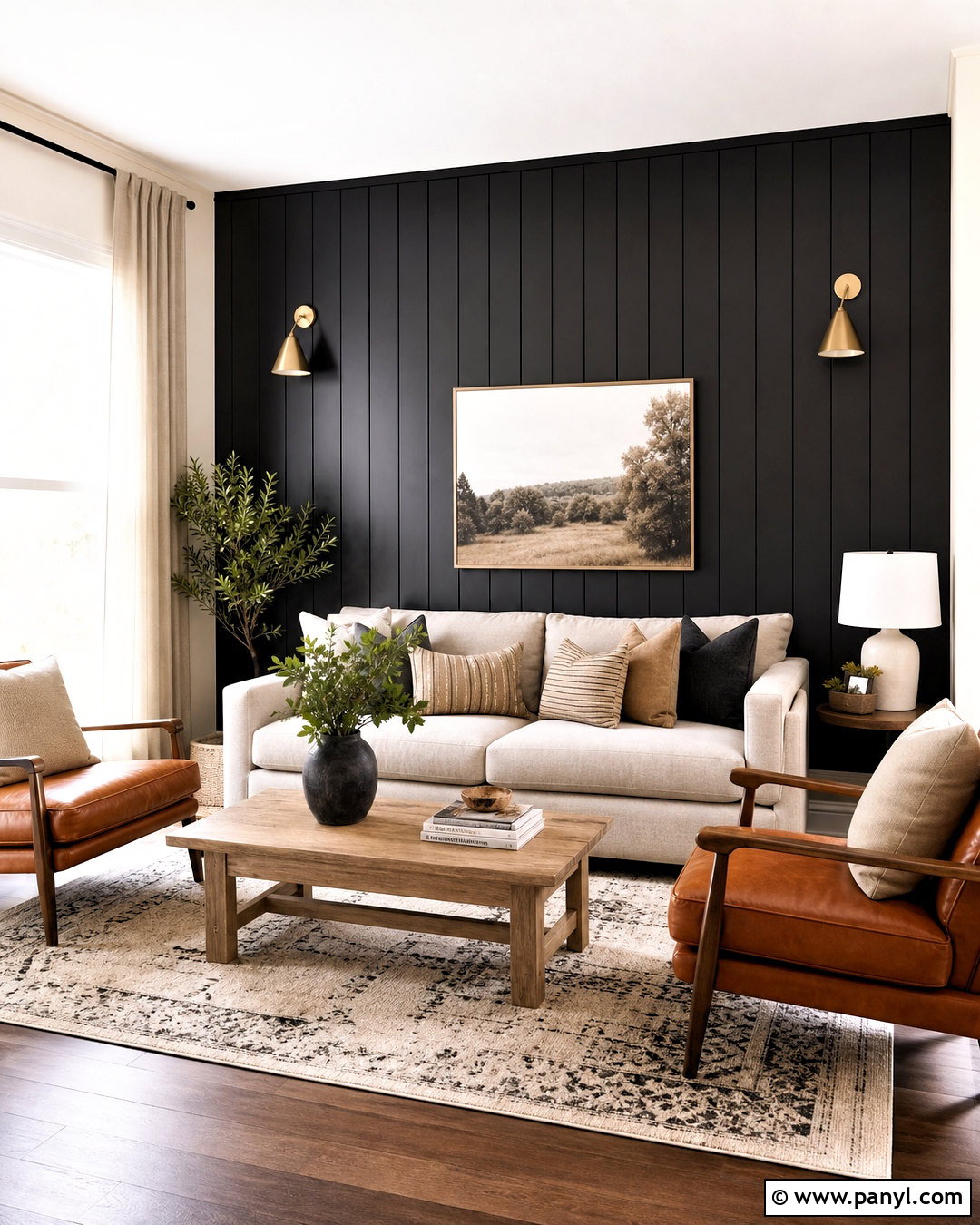 Black Wood Accent Wall With Shiplap - 20 wood accent wall living room ideas