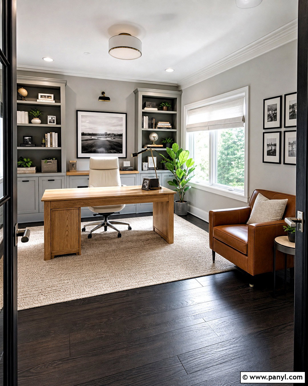 Black Wood Floor Light Gray Home Office - 20 dark floors light walls