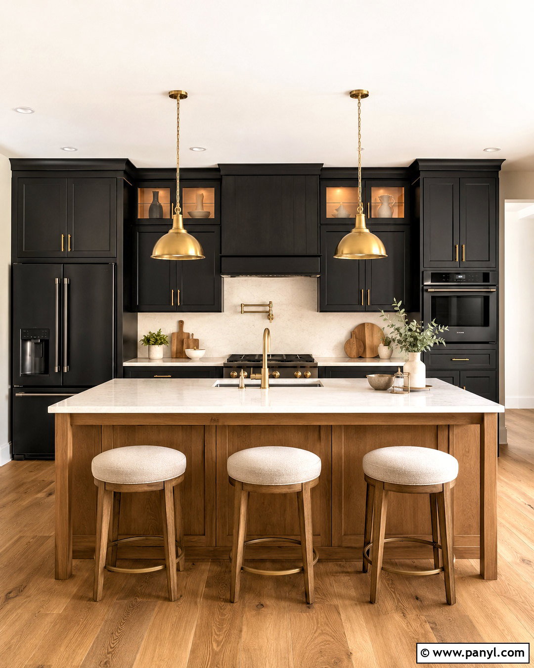 Black Wood Kitchen With Brass Hardware - 20 black wood kitchen ideas