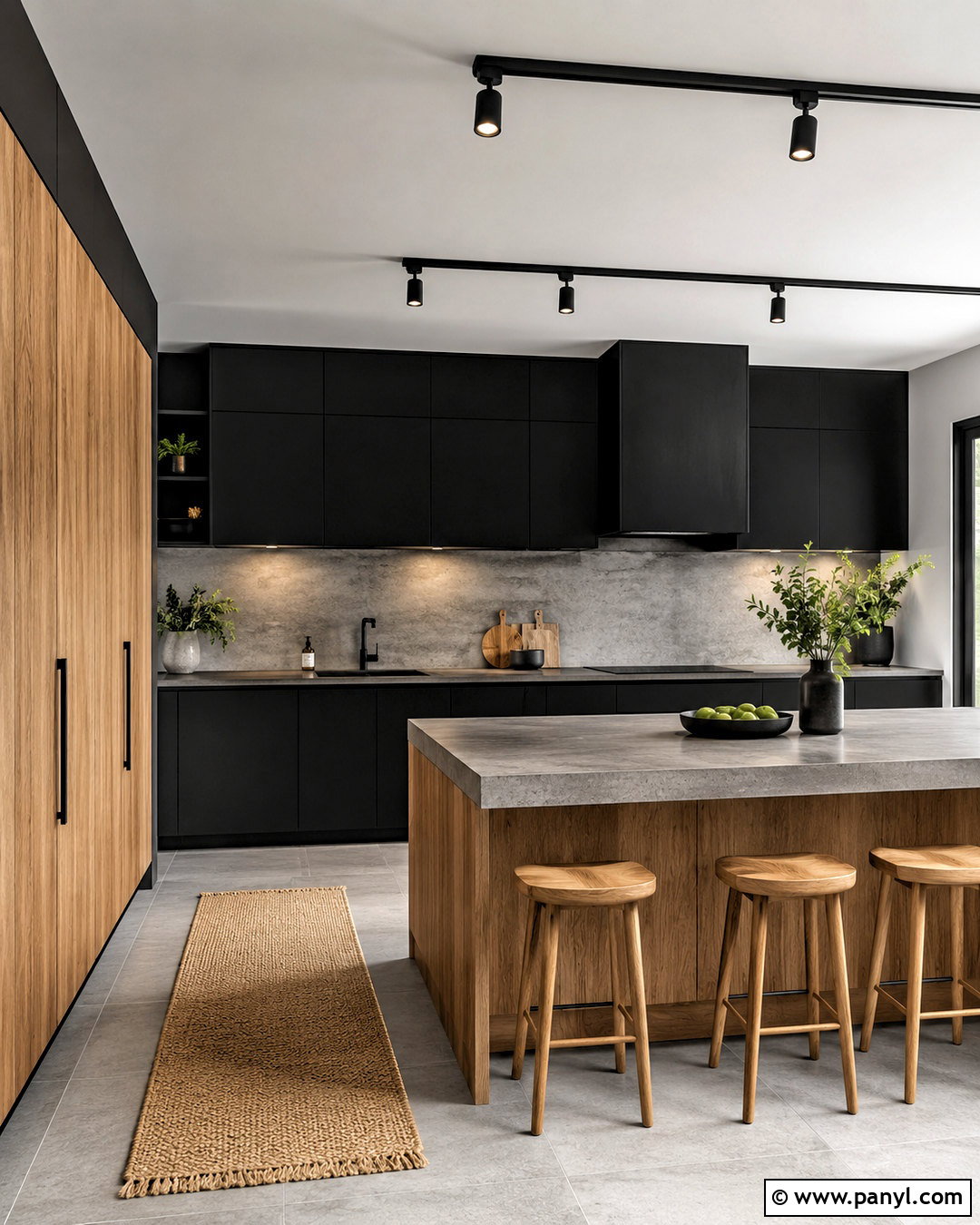 Black Wood Kitchen With Concrete Counters - 20 black wood kitchen ideas