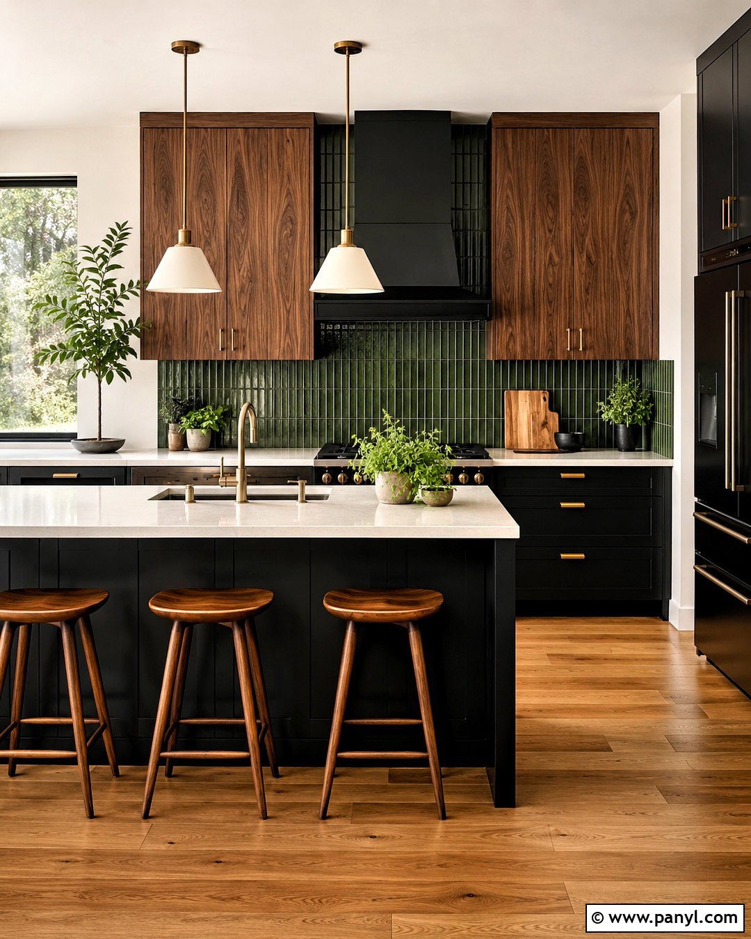 Black Wood Kitchen With Green Backsplash - 20 black wood kitchen ideas