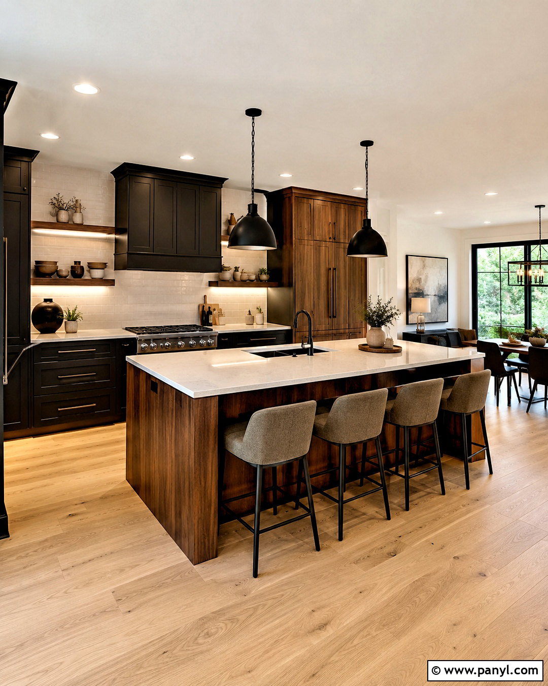 Black Wood Kitchen With Light Wood Floors - 20 black wood kitchen ideas