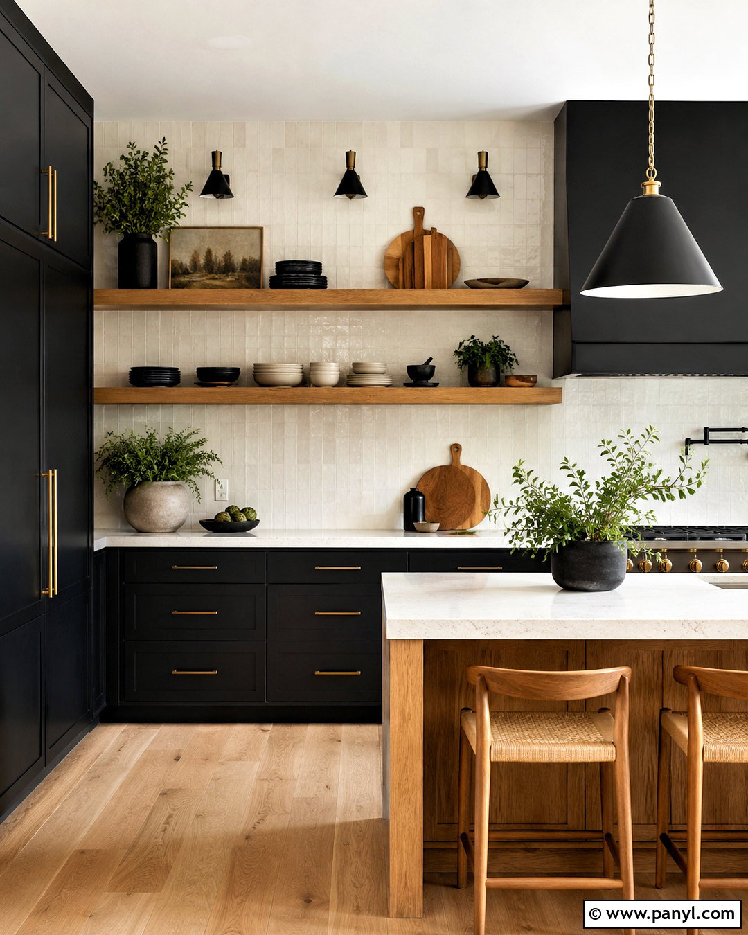 Black Wood Kitchen With Open Shelving - 20 black wood kitchen ideas