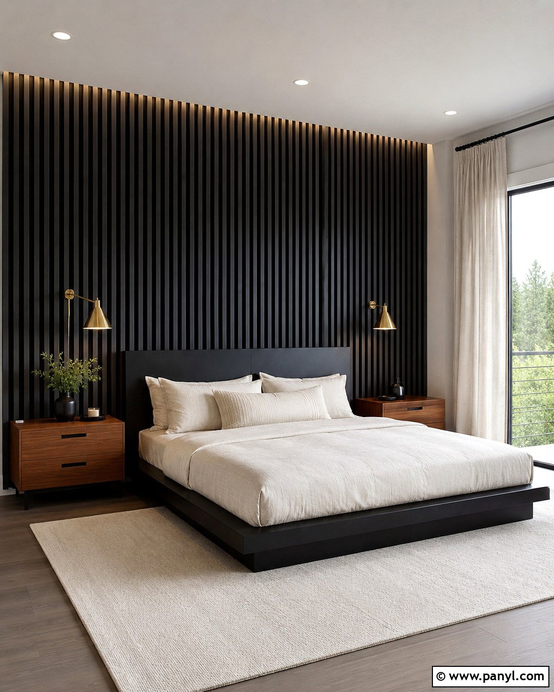 Black Wood Slat Accent Wall - 20 Black And Gray Accent Wall Ideas