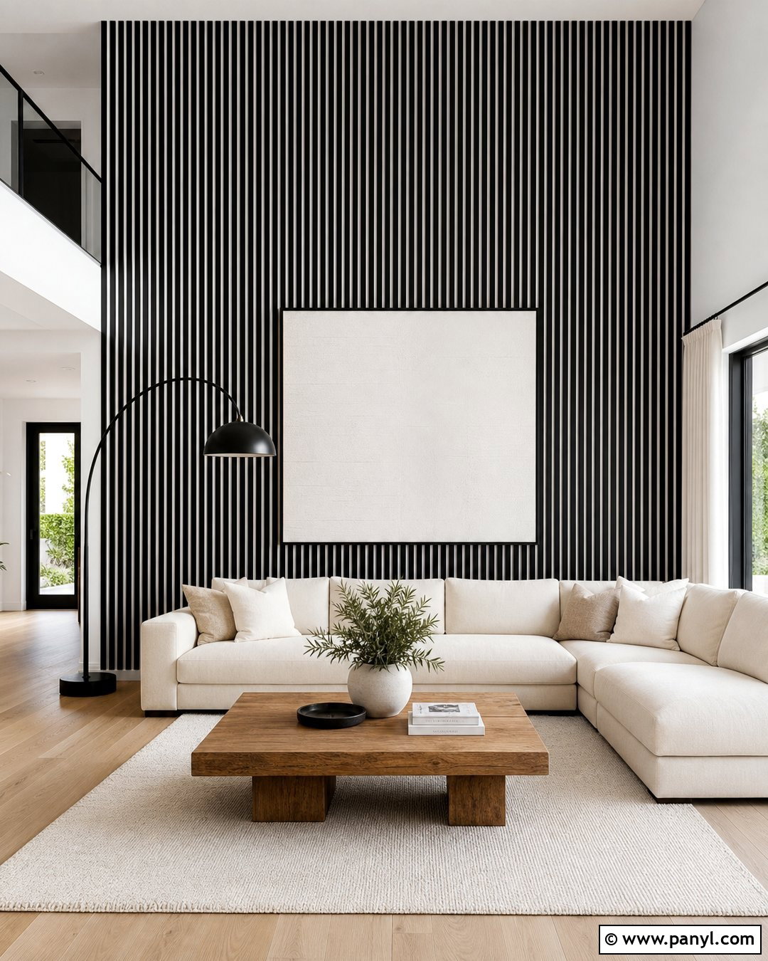Black Wood Slat Accent Wall - 35 Black And White Accent Wall Ideas