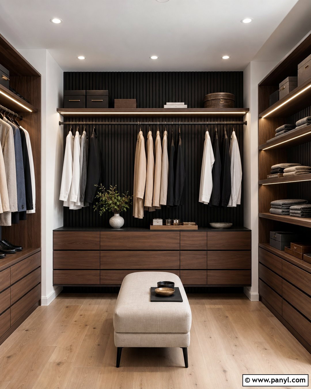 Black Wood Slat Closet Wall - 20 Black Accent Wall Closet Ideas