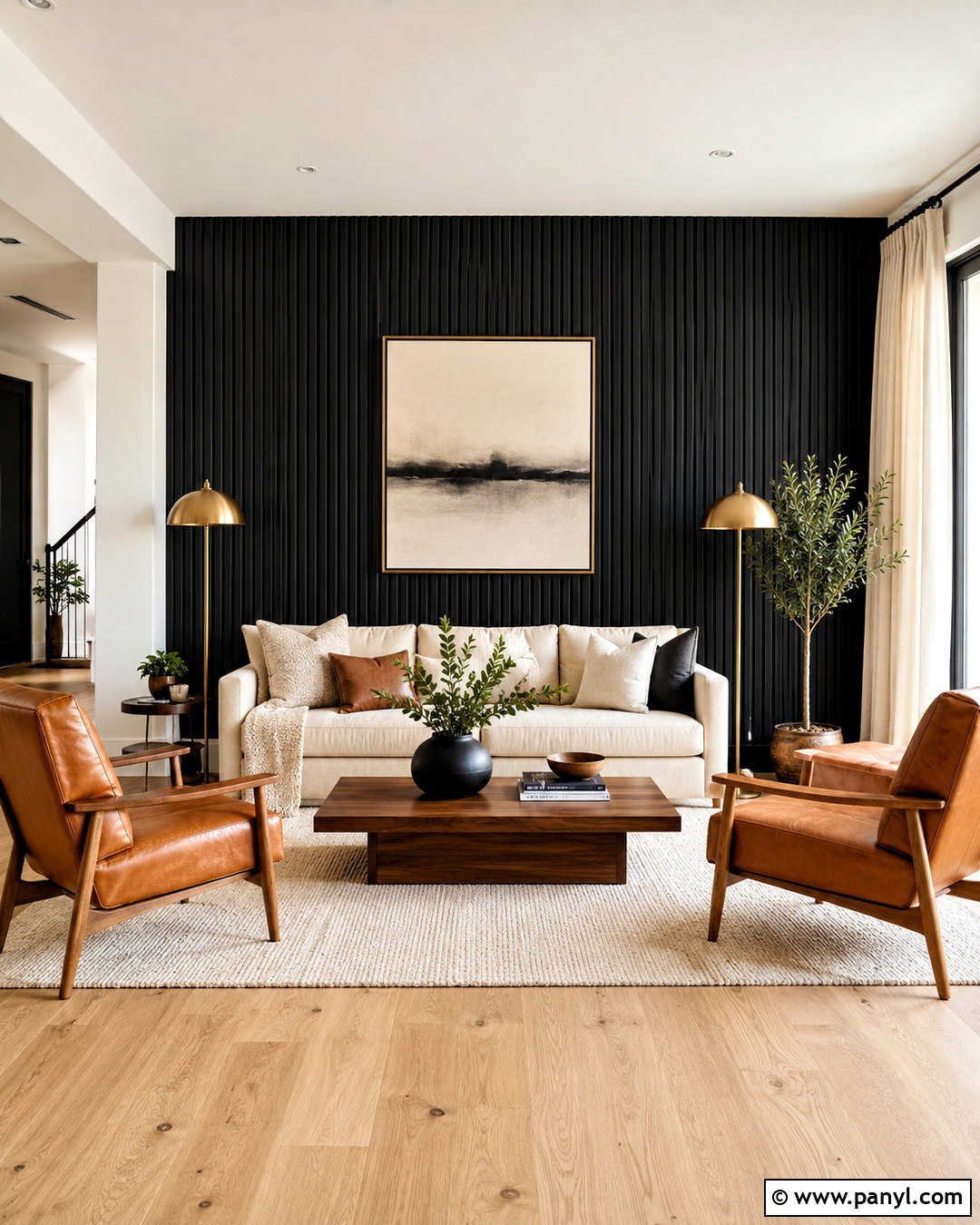 Black Wood Slat Living Room Wall - 20 black wood accent wall ideas