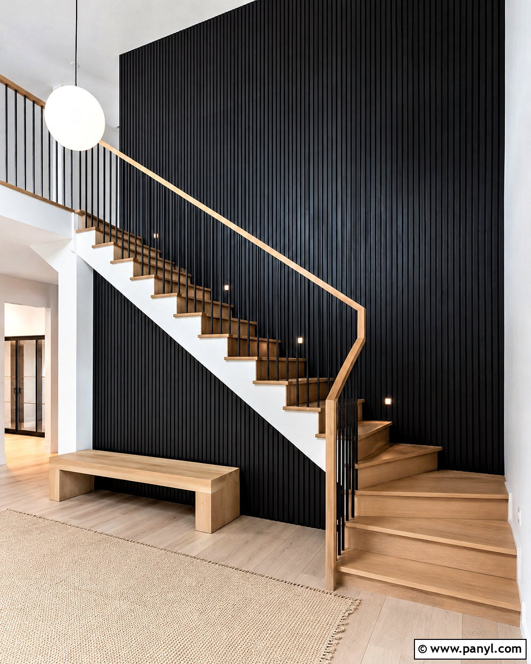 Black Wood Stair Wall - 20 black wood wall ideas