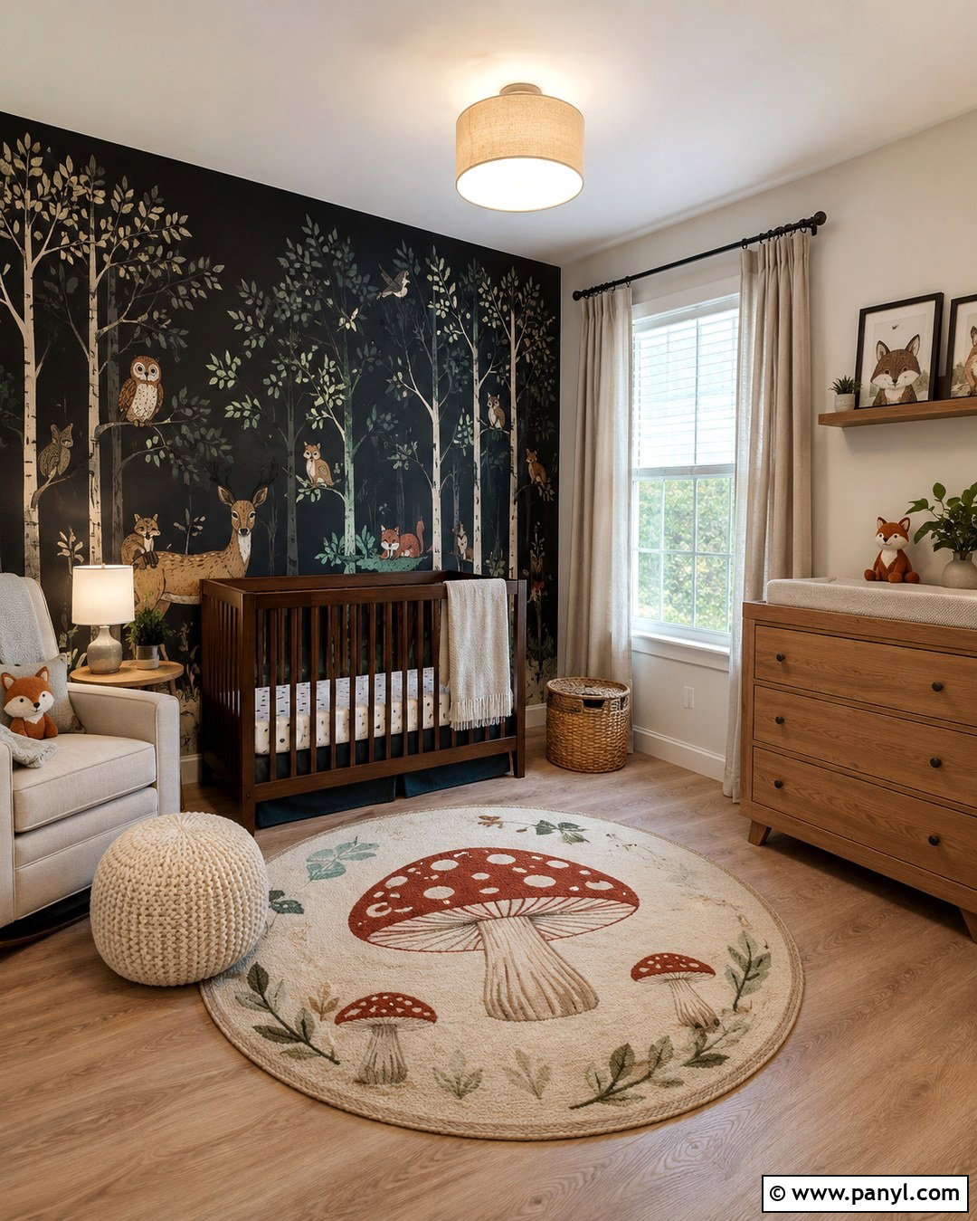 Black Woodland Nursery Mural - 20 Black Nursery Wall Ideas