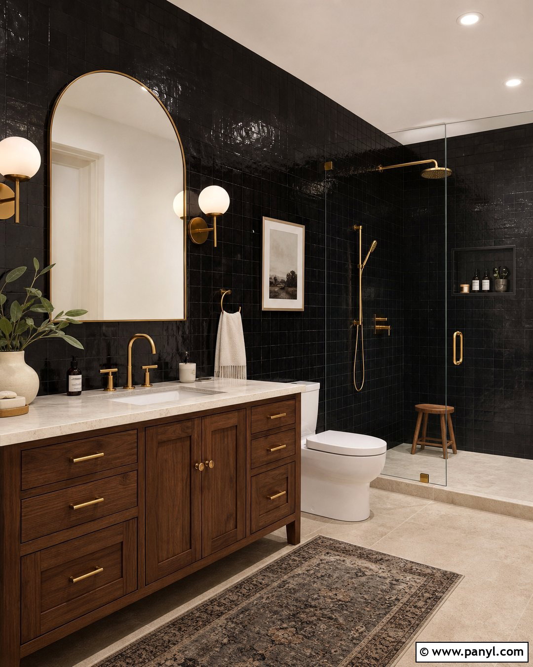 Black Zellige Tile Bathroom Walls - 35 black bathroom walls