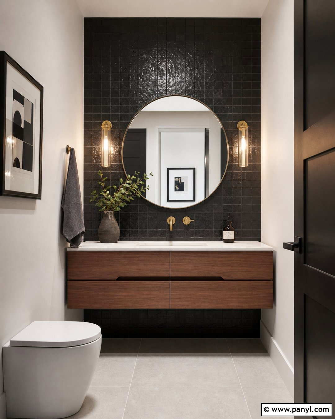 20 Black Accent Wall Half Bathroom Ideas: Bold Small-Space Style