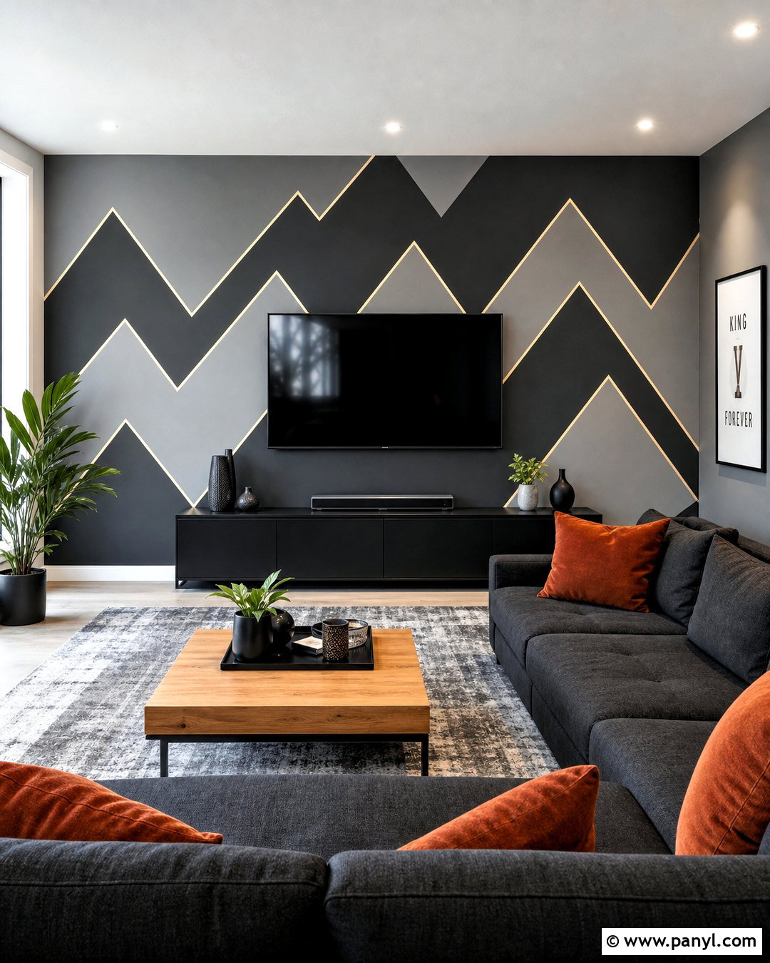 Black Zigzag Geometric Wall - 20 geometric wall paint ideas