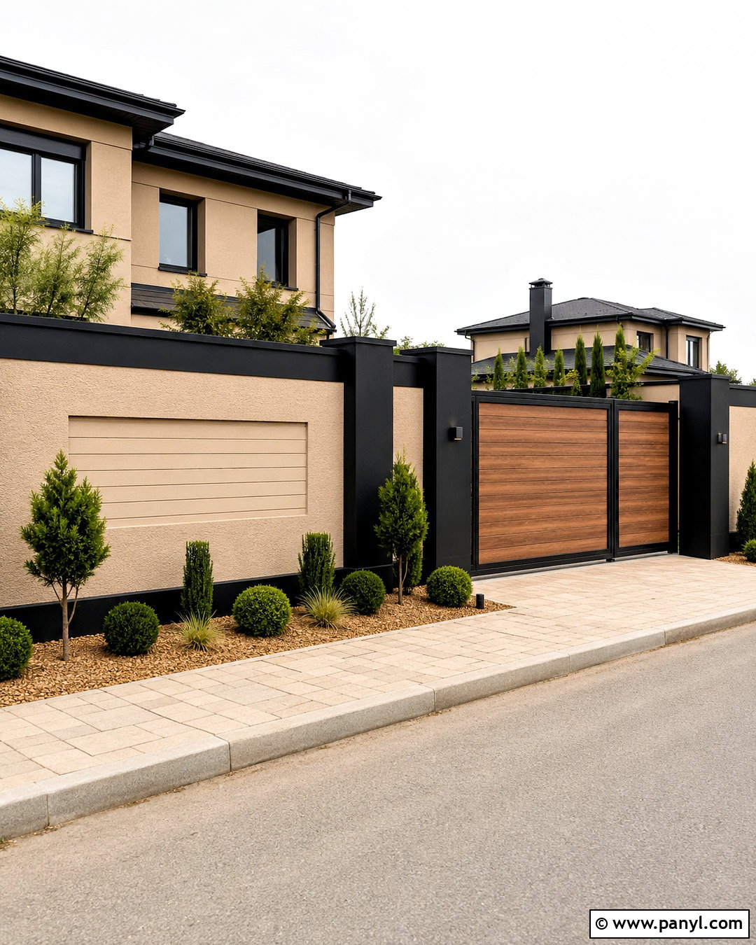 Black and Beige Compound Wall - 20 compound wall design exterior modern simple ideas