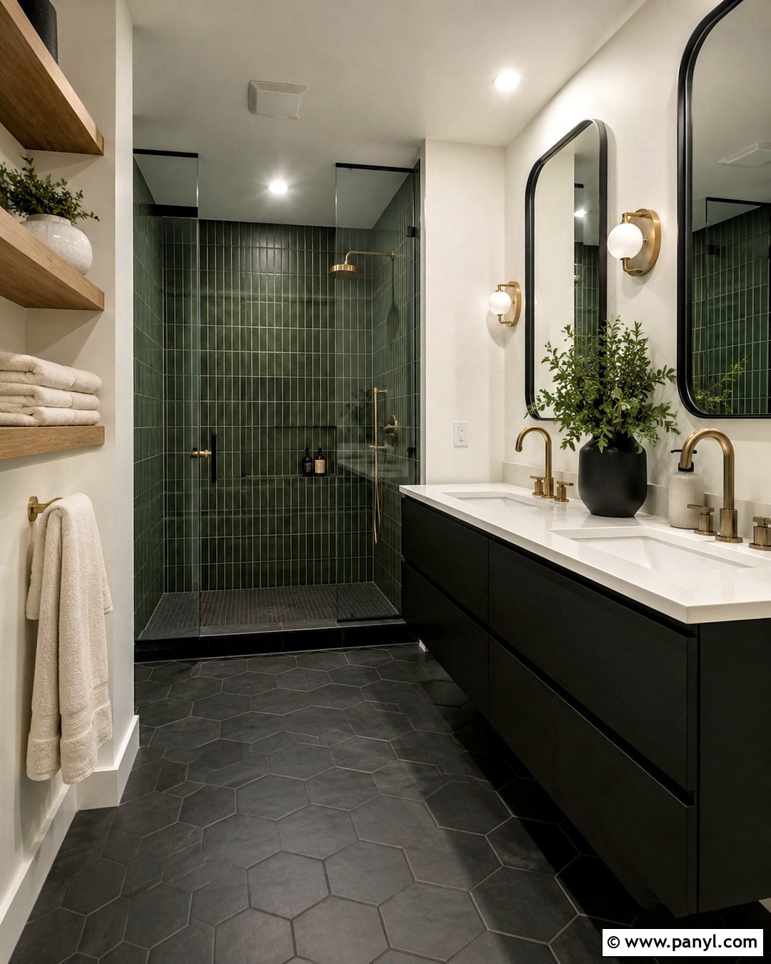 Black and Green Bathroom - 20 modern black bathroom ideas