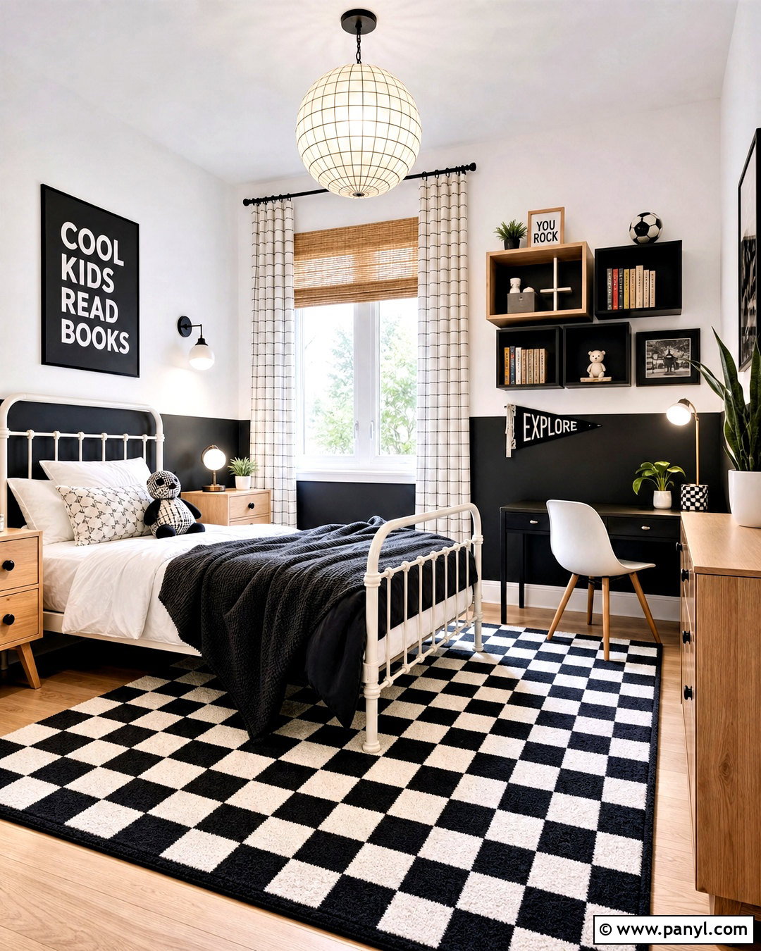 Black and White Checkerboard Kids Room - 20 black and white kids room ideas