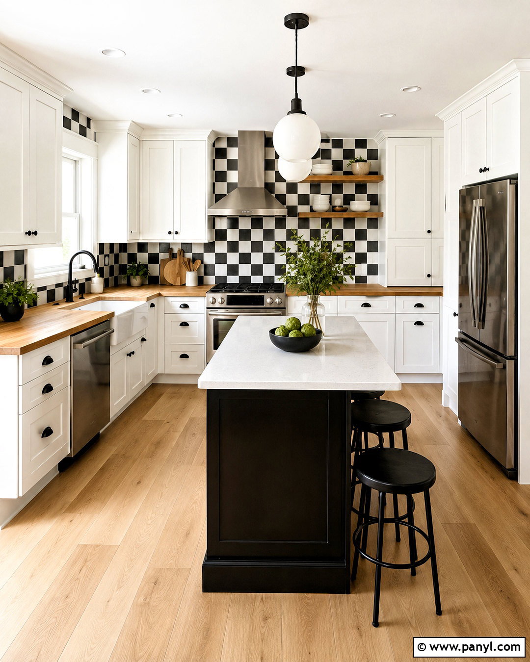 Black and White Checkerboard Kitchen Wall - 20 black and white background design ideas