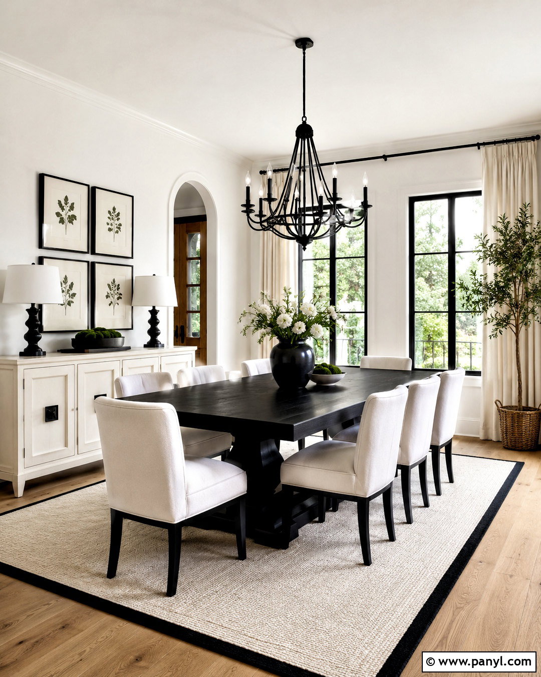Black and White Dining Room - 20 black and white home decor ideas