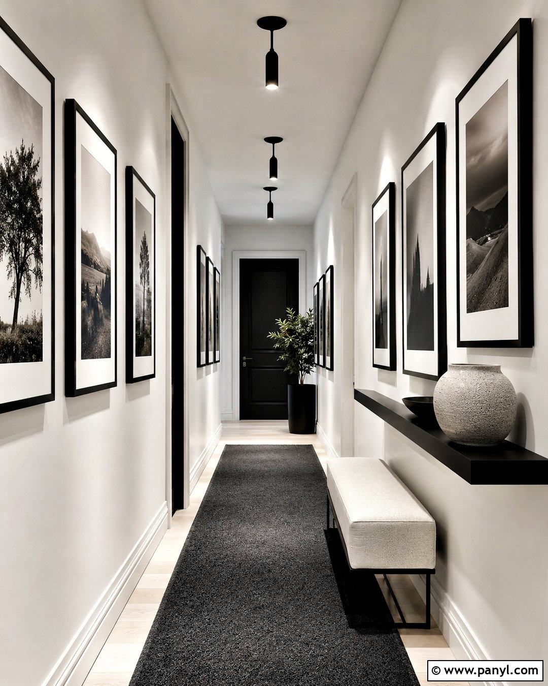 Black and White Hallway Gallery - 20 black and white home decor ideas