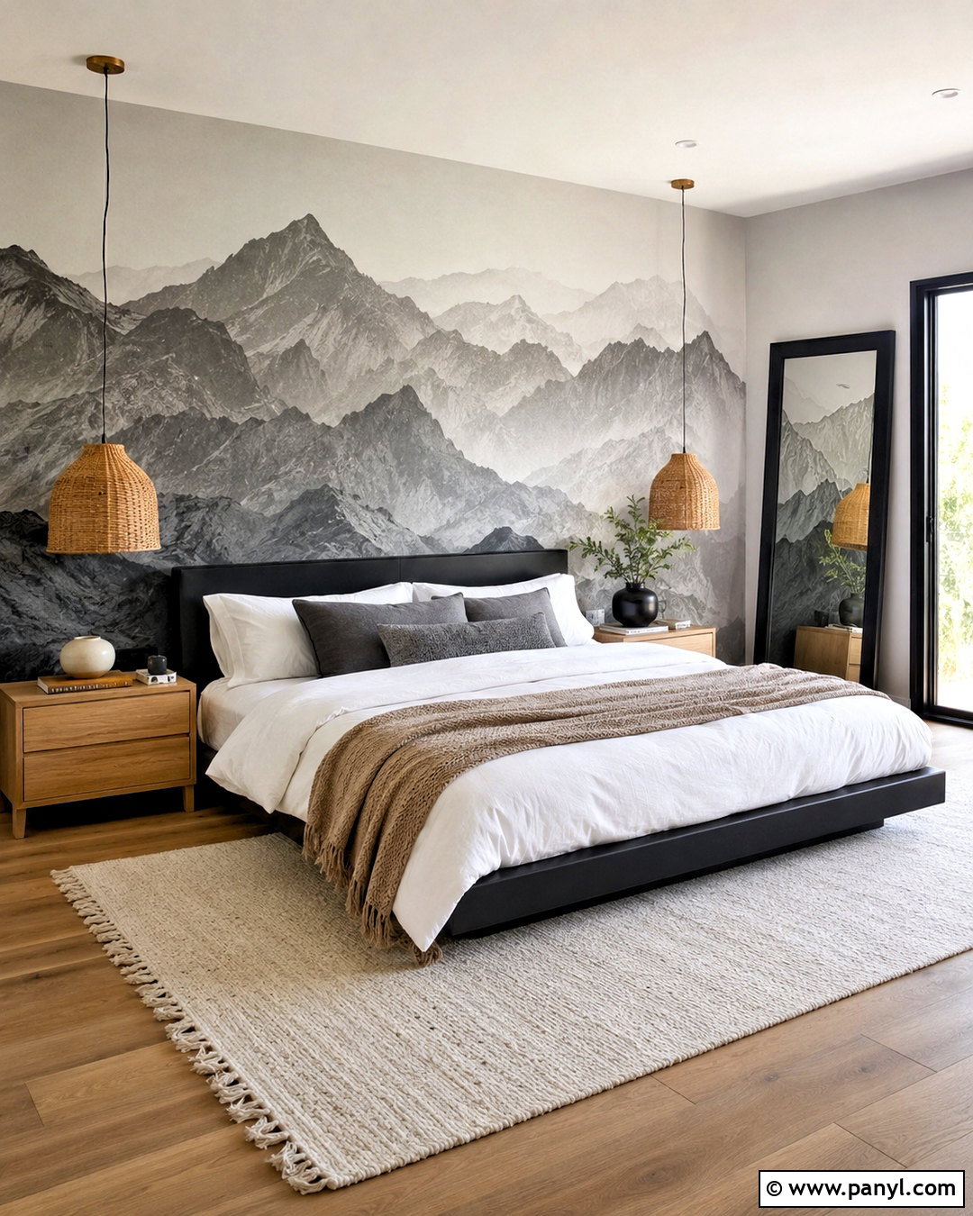 Black and White Mountain Bedroom Mural - 20 black and white background design ideas