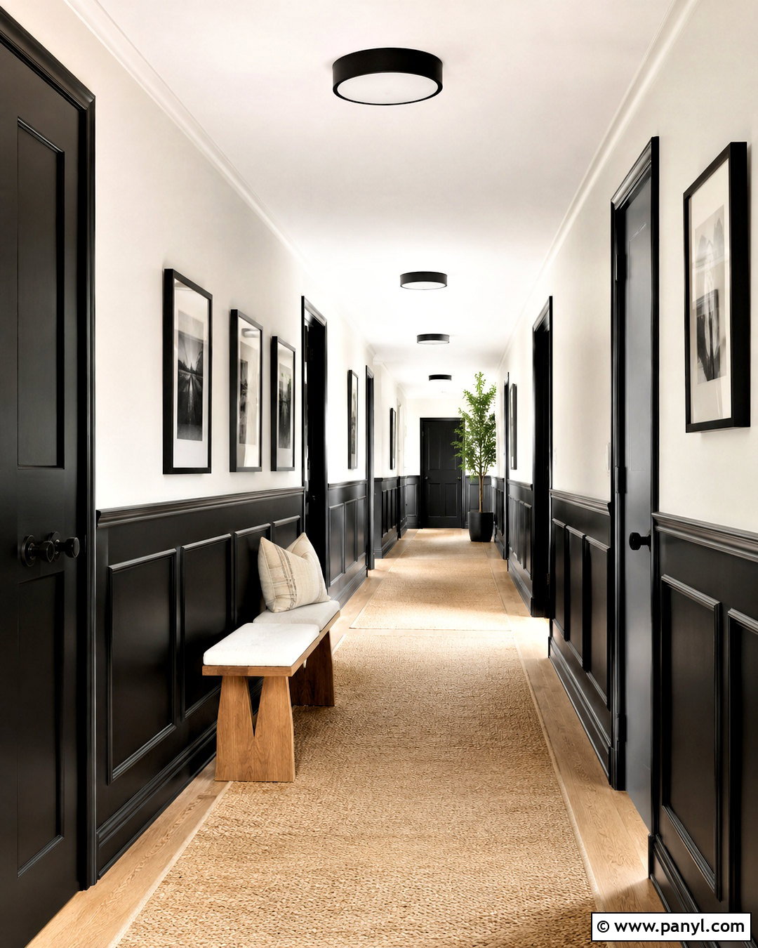 Black and White Paneling Hallway - 20 black and white background design ideas