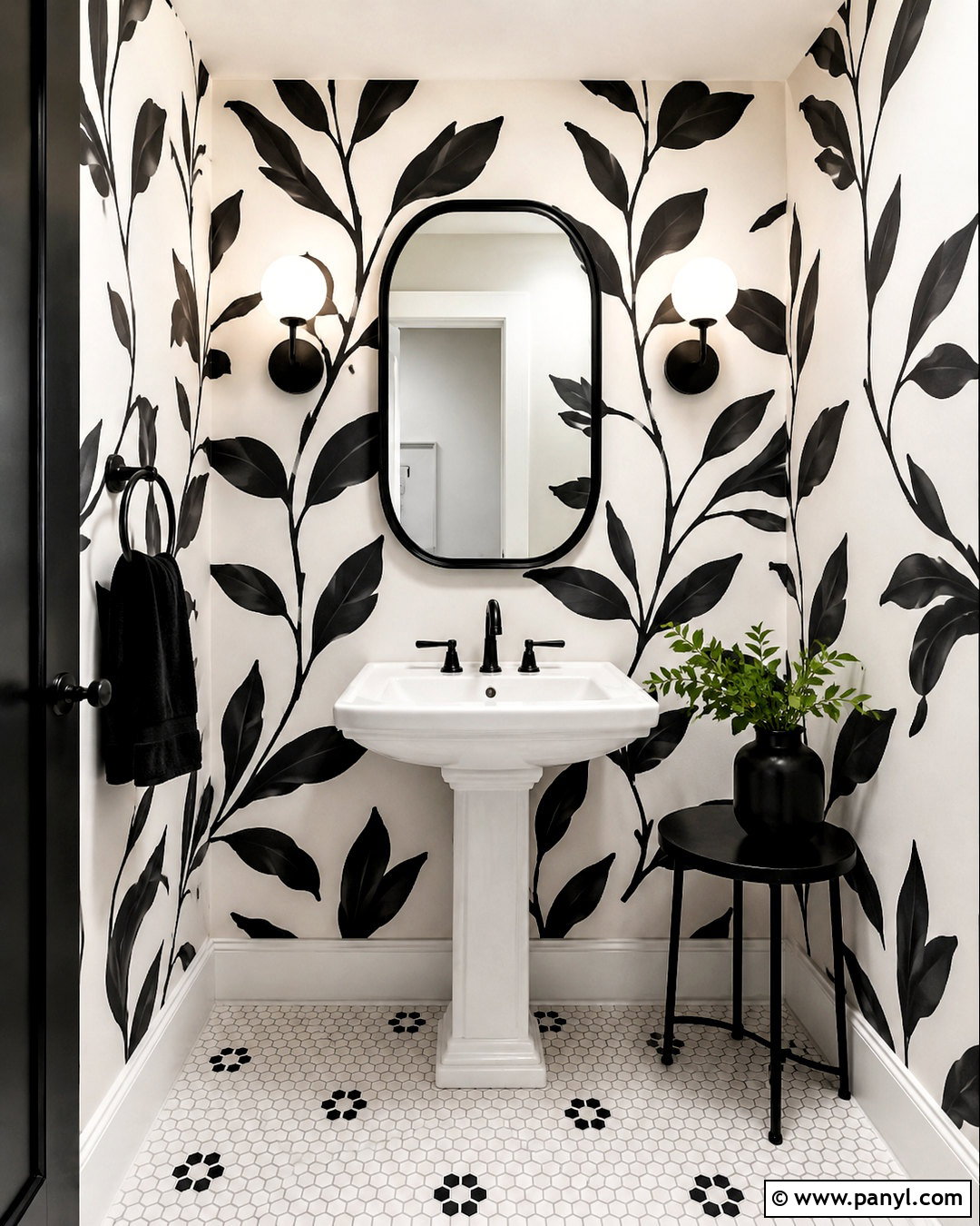 Black and White Powder Room - 20 black and white home decor ideas