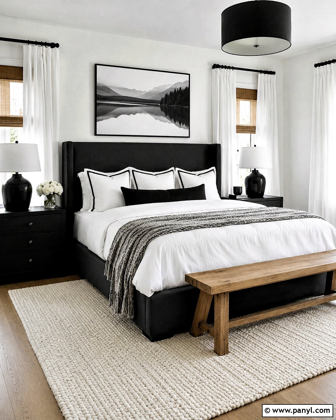 Black and White Primary Bedroom - 20 black and white home decor ideas