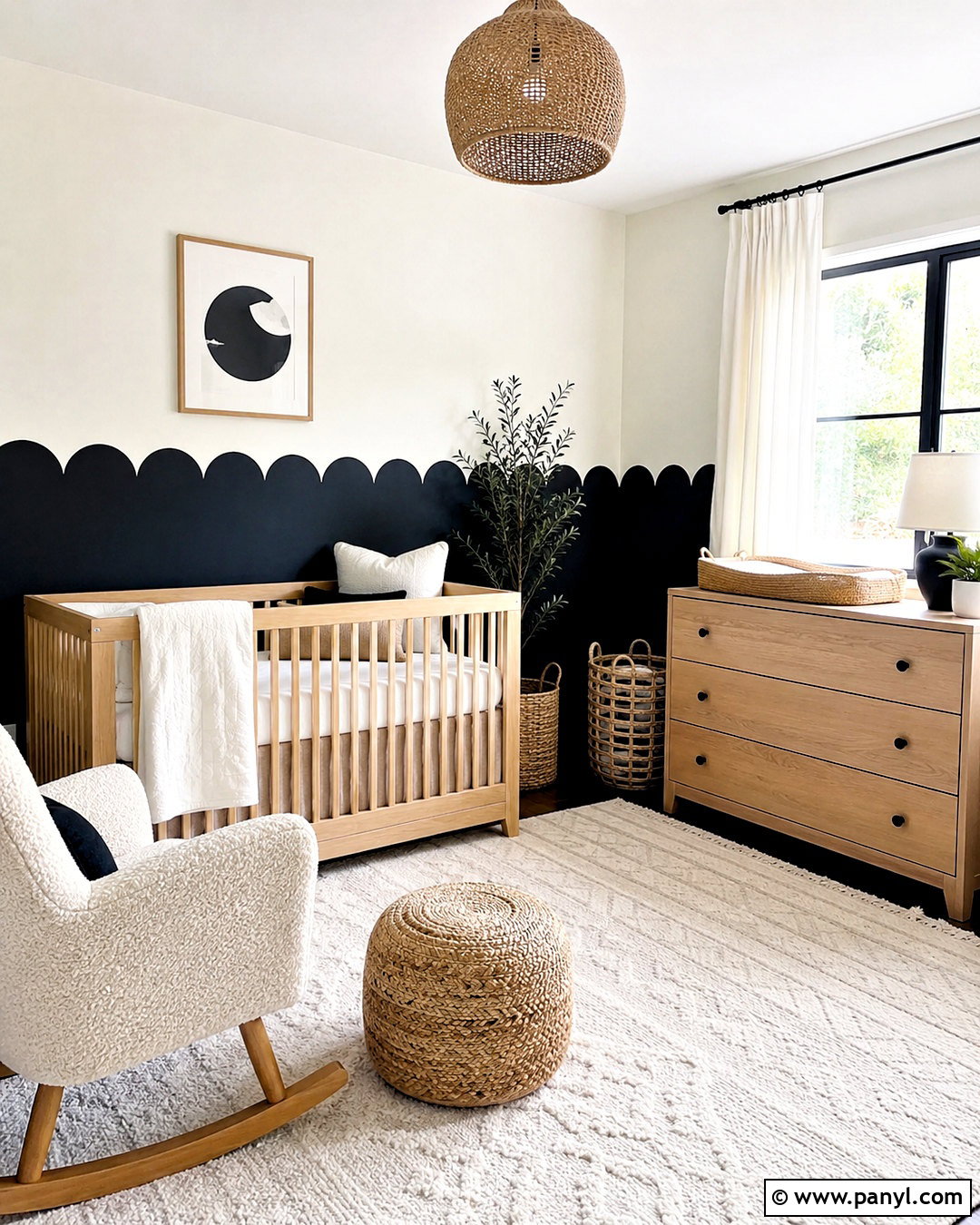 Black and White Scalloped Nursery Wall - 20 black and white background design ideas