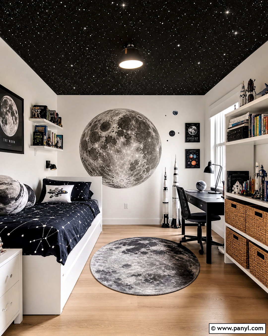 Black and White Space Kids Room - 20 black and white kids room ideas