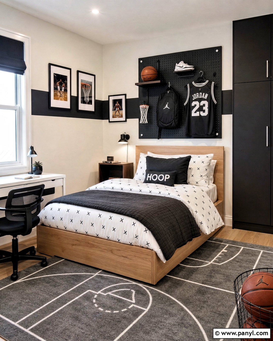 Black and White Sports Kids Room - 20 black and white kids room ideas