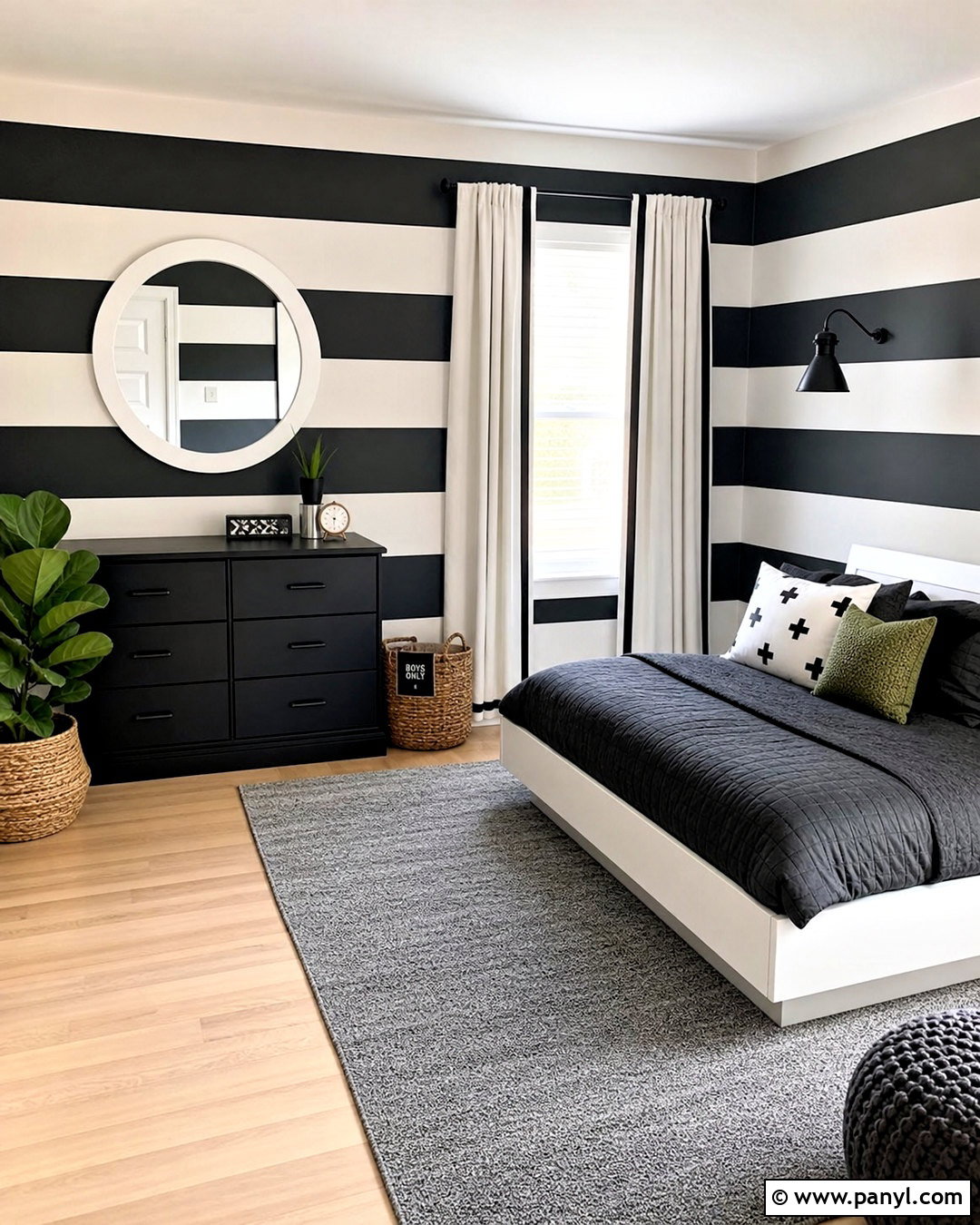 Black and White Striped Kids Room - 20 black and white kids room ideas
